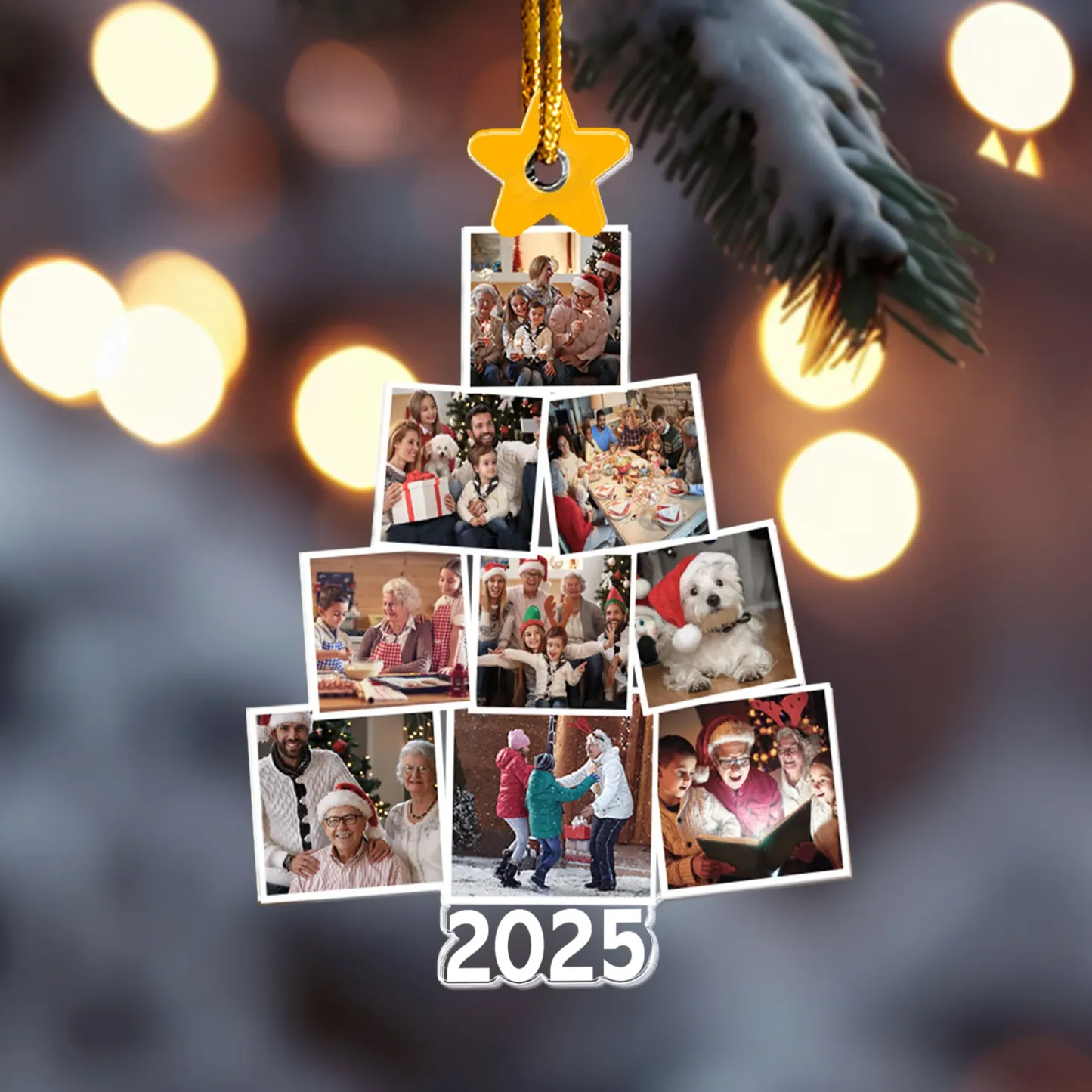 Personalized Family Photo Ornament, Acrylic Custom Family Christmas Tree Shaped, Best Christmas Gift For Family Members - CustomPhotoKeychainAU