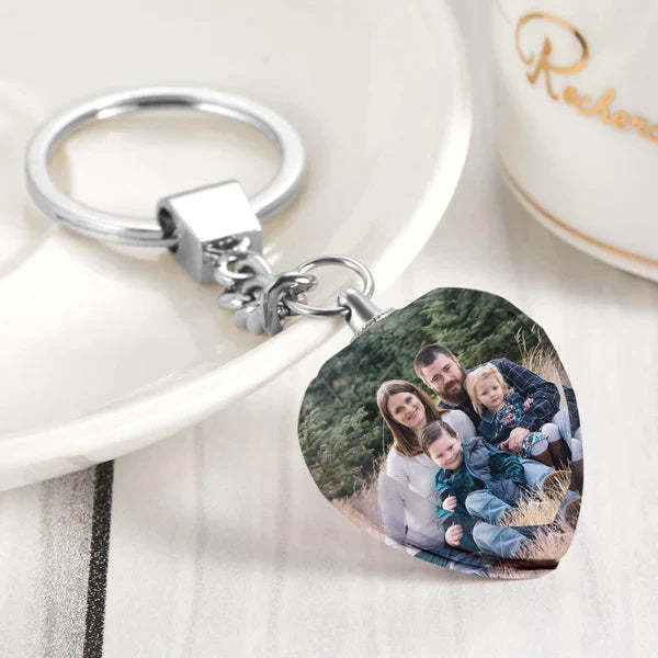 Christmas Gift Custom Keychain Gift for Dad Personalised keyring Photo Keyring Crystal Heart