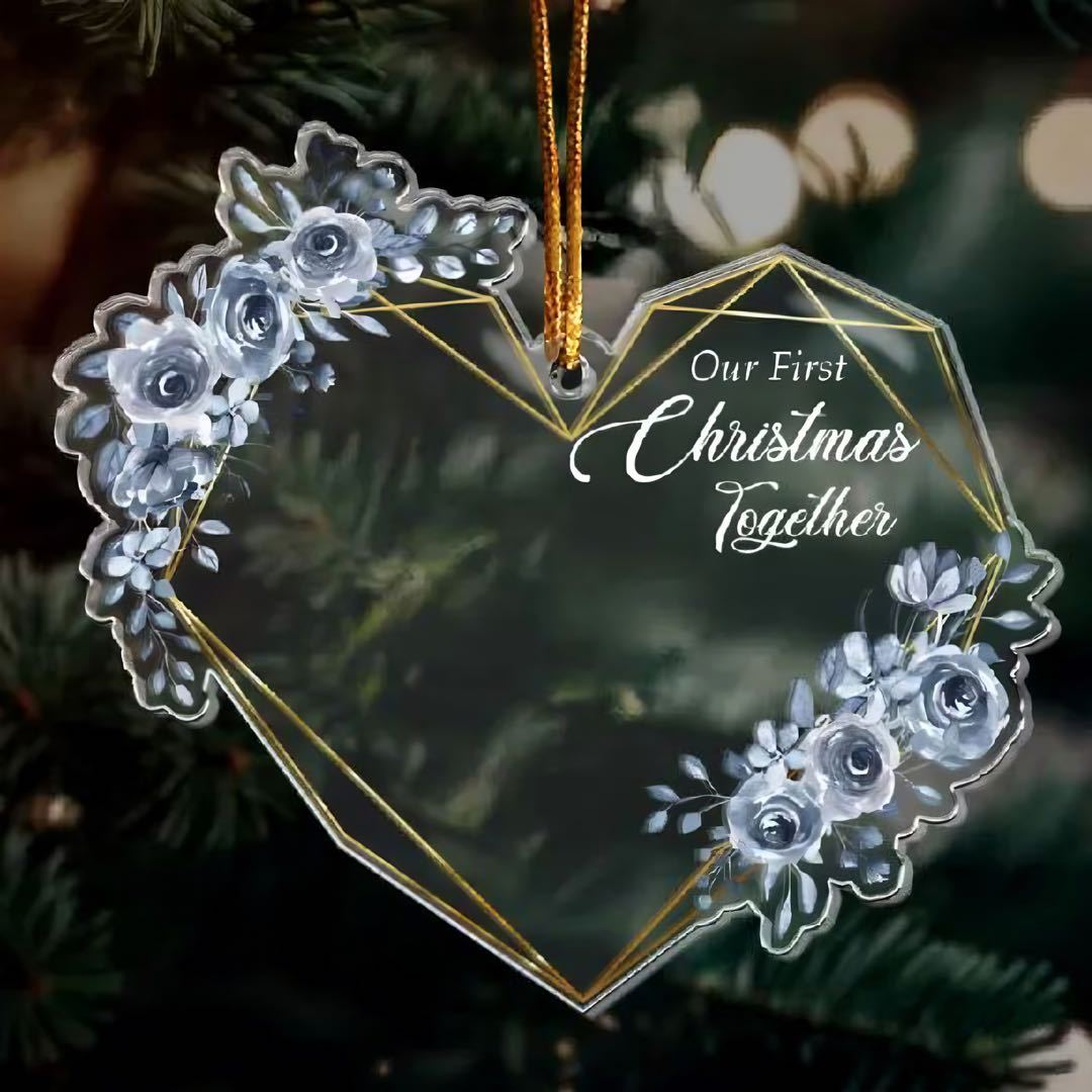 Personalized Acrylic Photo Ornament, Our First Christmas Together, Best Christmas Gift for Lover, Husband, Wife, Family - CustomPhotoKeychainAU
