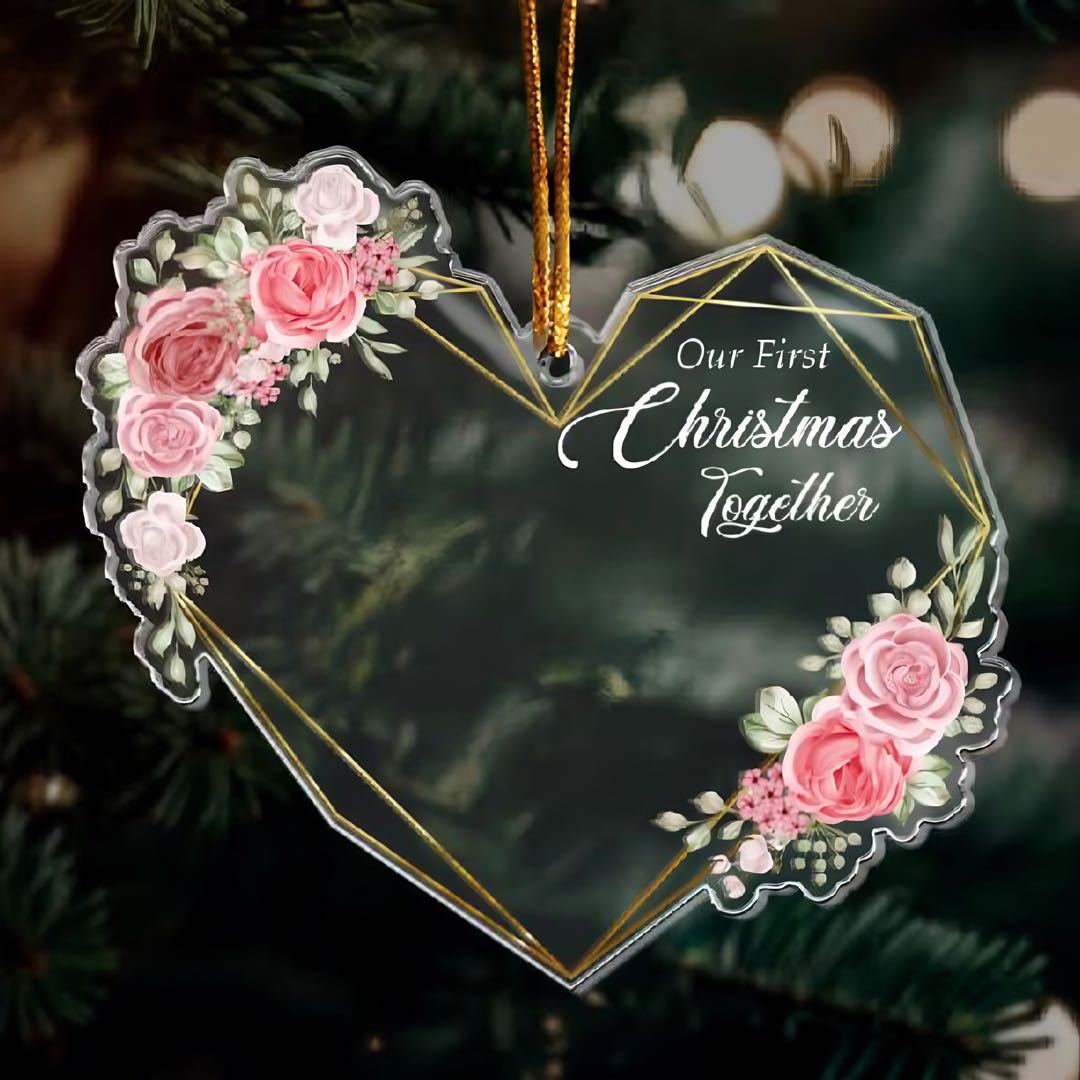 Personalized Acrylic Photo Ornament, Our First Christmas Together, Best Christmas Gift for Lover, Husband, Wife, Family - CustomPhotoKeychainAU