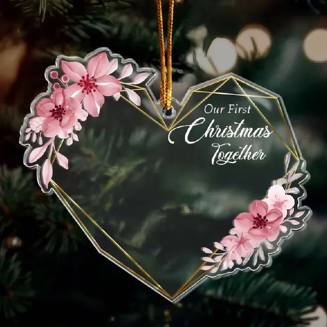 Personalized Acrylic Photo Ornament, Our First Christmas Together, Best Christmas Gift for Lover, Husband, Wife, Family - CustomPhotoKeychainAU