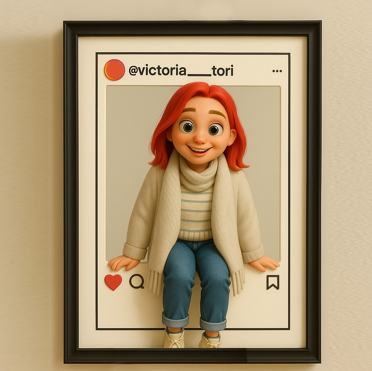 Personalized Cartoon Portrait Photo Frame Instagram Style Photo Frame Best Wedding Anniversary Birthday Gift - CustomPhotoKeychainAU
