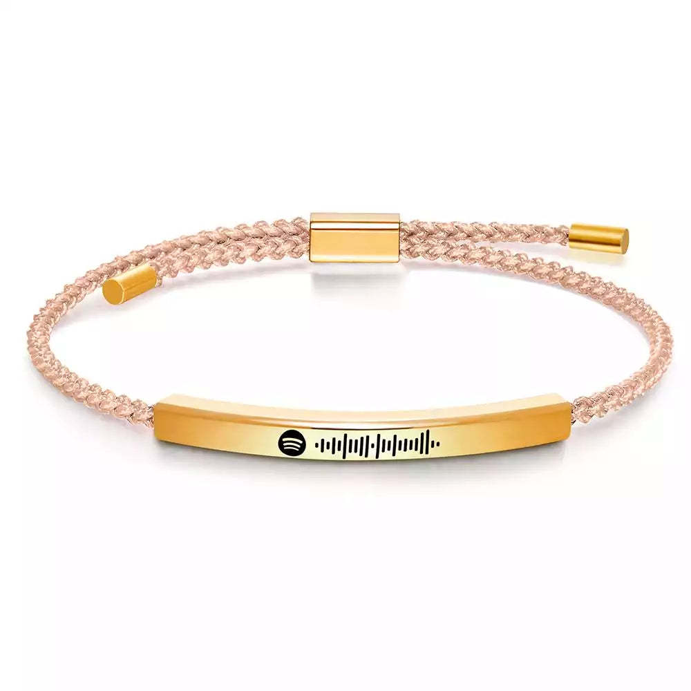Custom Spotify Music Label Bracelet Personalized Scannable Music Song Bracelet Gift for Her - customphotokeychain
