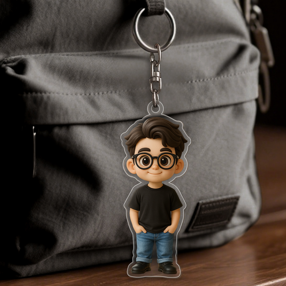 Personalized Acrylic Cartoon Keychain Custom Figure Keychain Photo Bag Charm Unique Keepsake Gift For Boyfriend Anniversary Birthday Valentine's Day Gifts - CustomPhotoKeychainAU