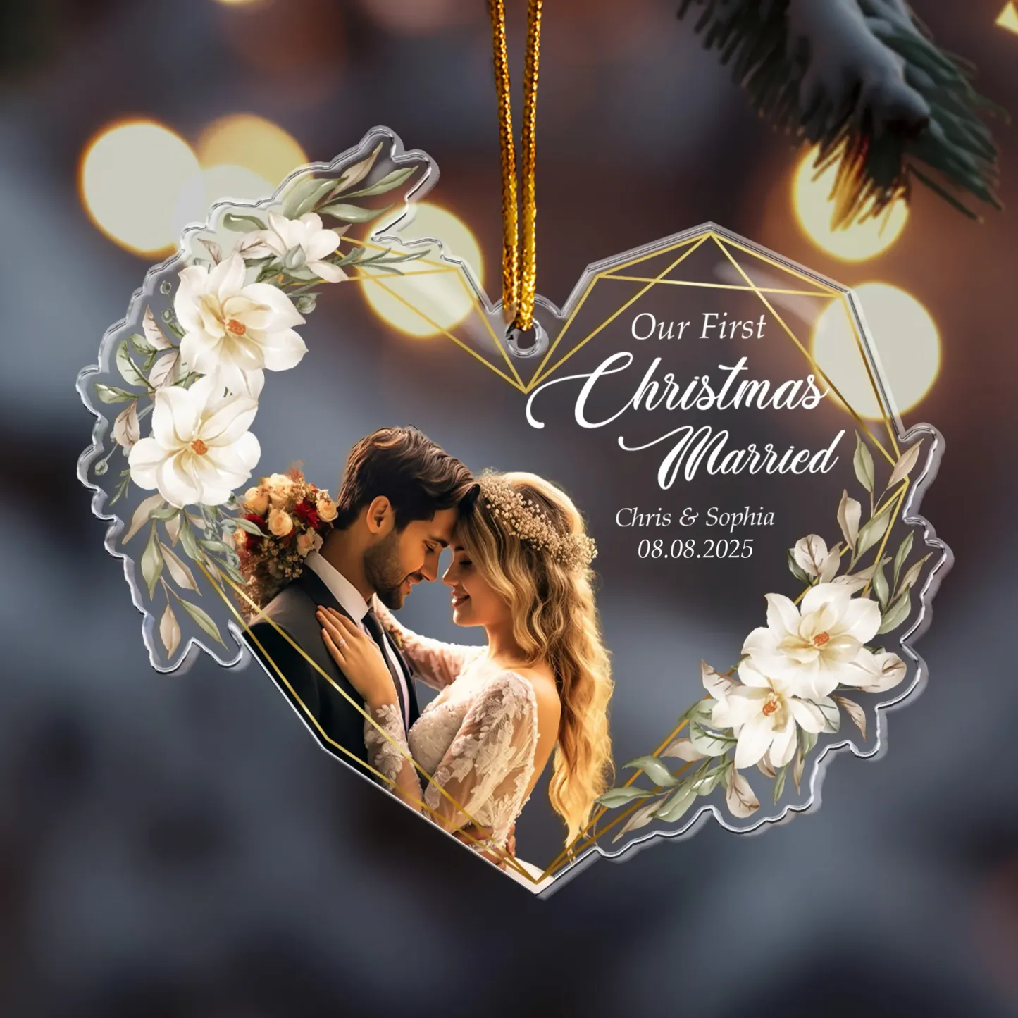 Personalized Acrylic Photo Ornament, Our First Christmas Together, Best Christmas Gift for Lover, Husband, Wife, Family - CustomPhotoKeychainAU