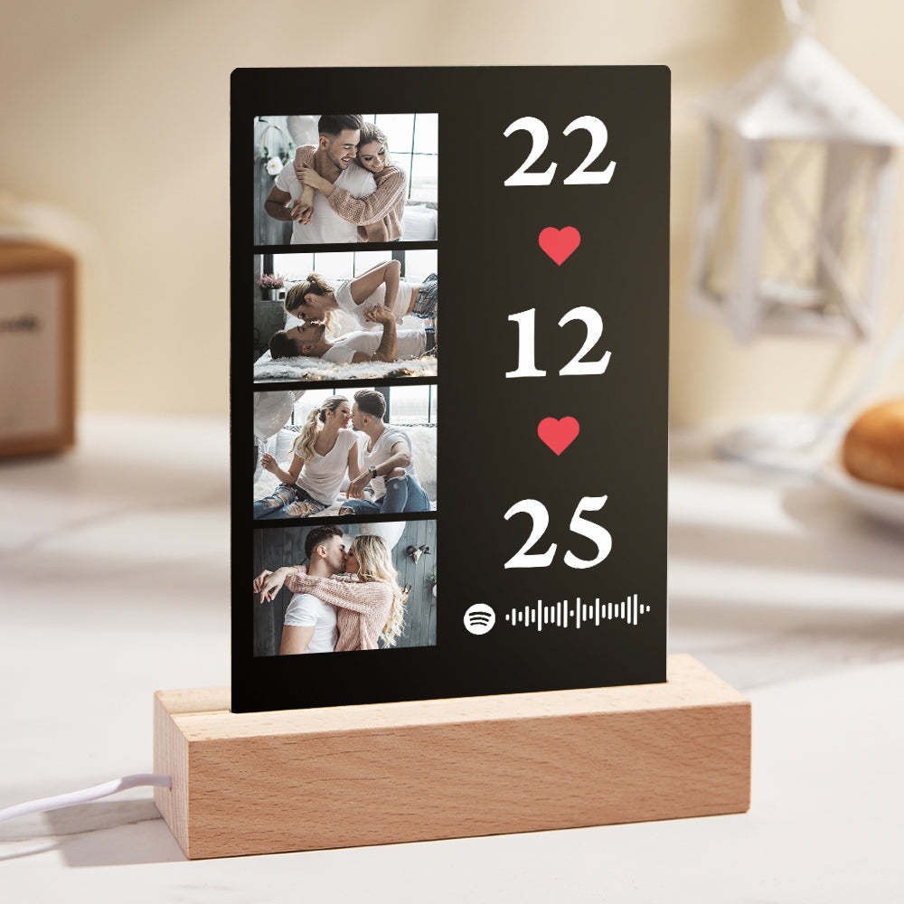 Scannable Music Photo Plaque Custom Spotify Keychain Personalized NightLight Gift For Her - customphotokeychain
