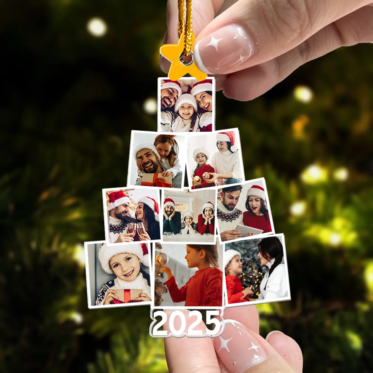 Personalized Family Photo Ornament, Acrylic Custom Family Christmas Tree Shaped, Best Christmas Gift For Family Members - CustomPhotoKeychainAU