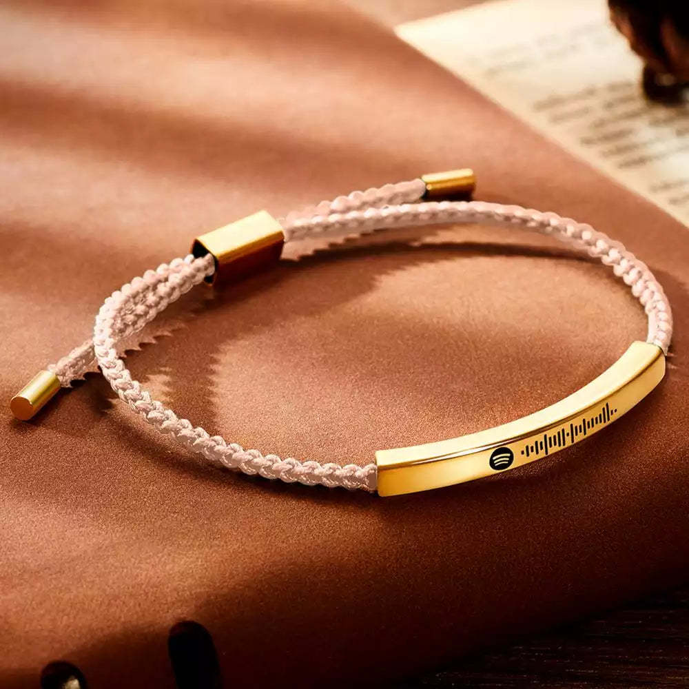 Custom Spotify Music Label Bracelet Personalized Scannable Music Song Bracelet Gift for Her - customphotokeychain