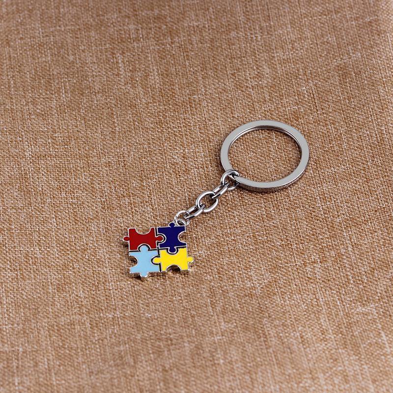 Children's Four-Color Puzzle Drop Lovely Keyring - myphotokeyringau