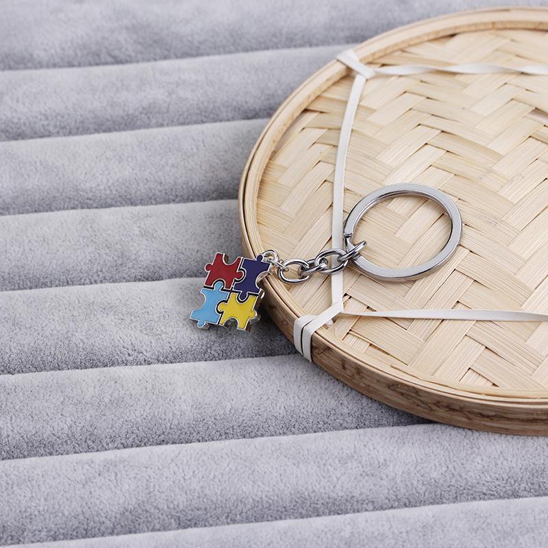 Children's Four-Color Puzzle Drop Lovely Keyring - myphotokeyringau