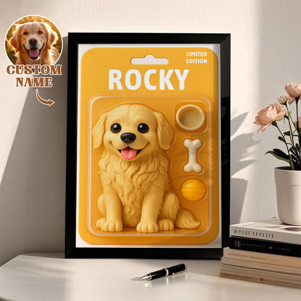 Custom Pet Photo Cartoon Wooden Frame Decorations Cute Decor Plaque Gifts - CustomPhotoKeychainAU