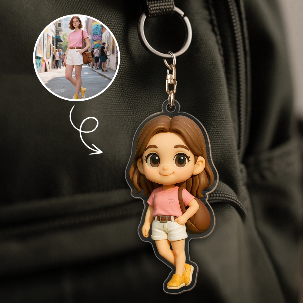 Personalized Acrylic Cartoon Keychain Custom Figure Keychain Photo Bag Charm Unique Keepsake Gift For Boyfriend Anniversary Birthday Valentine's Day Gifts - CustomPhotoKeychainAU