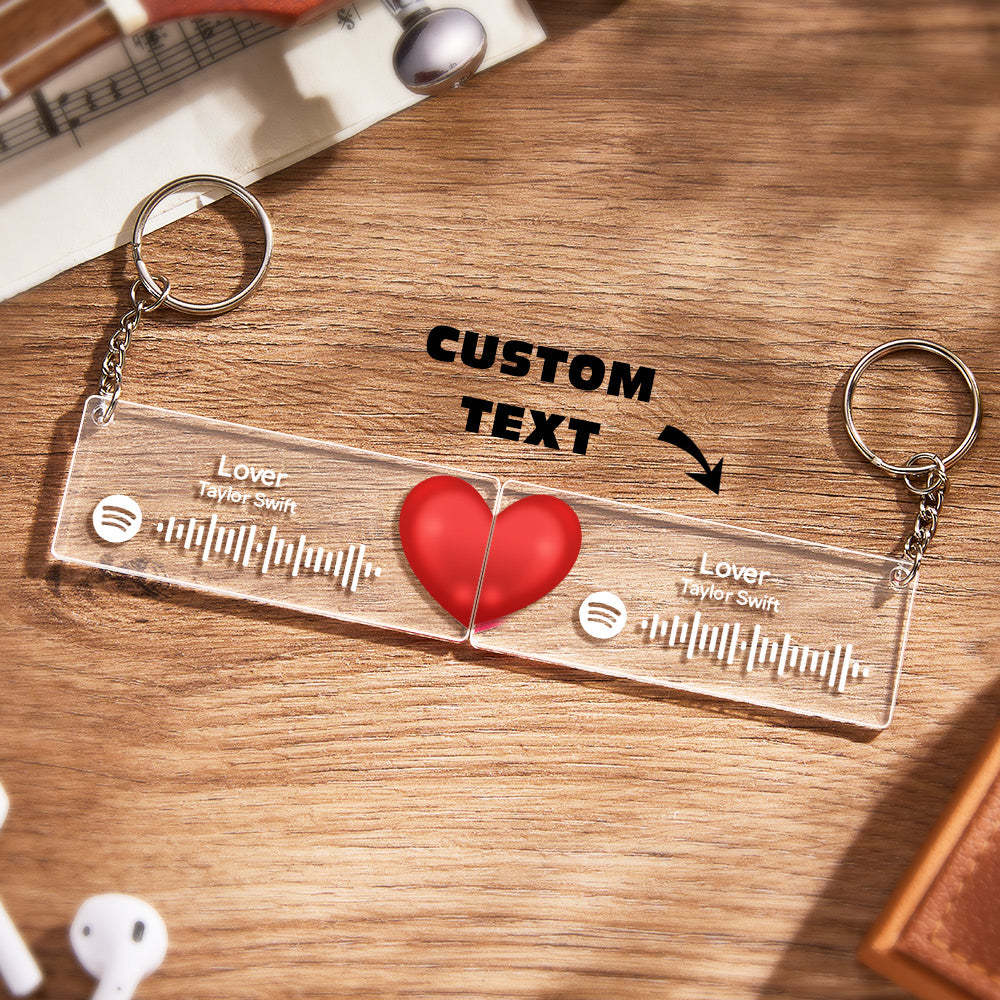 Scannable Custom Spotify Code Keychain Acrylic Music Plaque Heart Keychain Romantic Couple Gifts - customphotokeychain