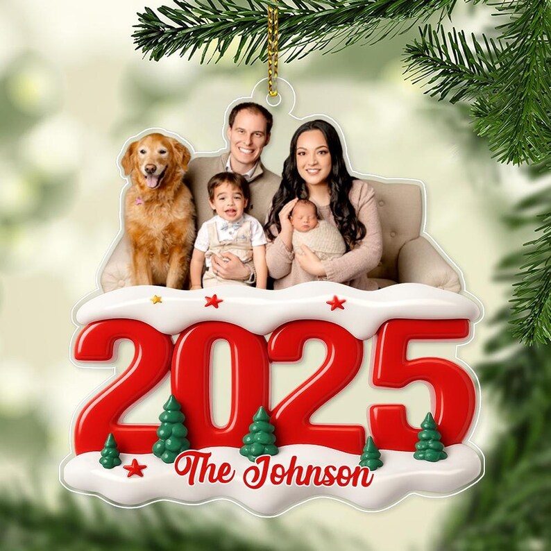 Personalized Acrylic Photo Ornament, Custom Family Picture Christmas Ornament, Family Photo Gift, Holiday Gift for Parent, Pet Photo Keepsake - CustomPhotoKeychainAU