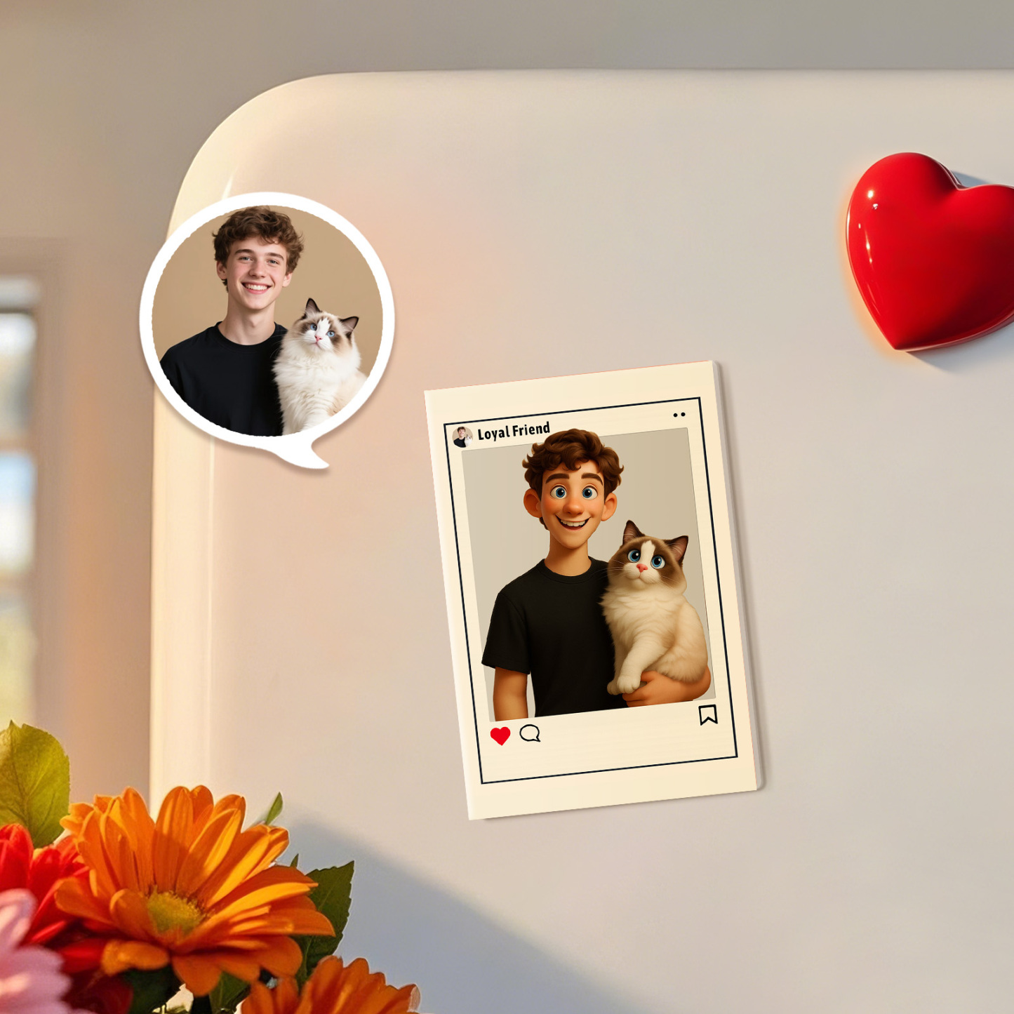 Custom Cartoon Style Art Gift Personalized Acrylic Fridge Magnets Couple's Gifts Wedding Gifts - CustomPhotoKeychainAU