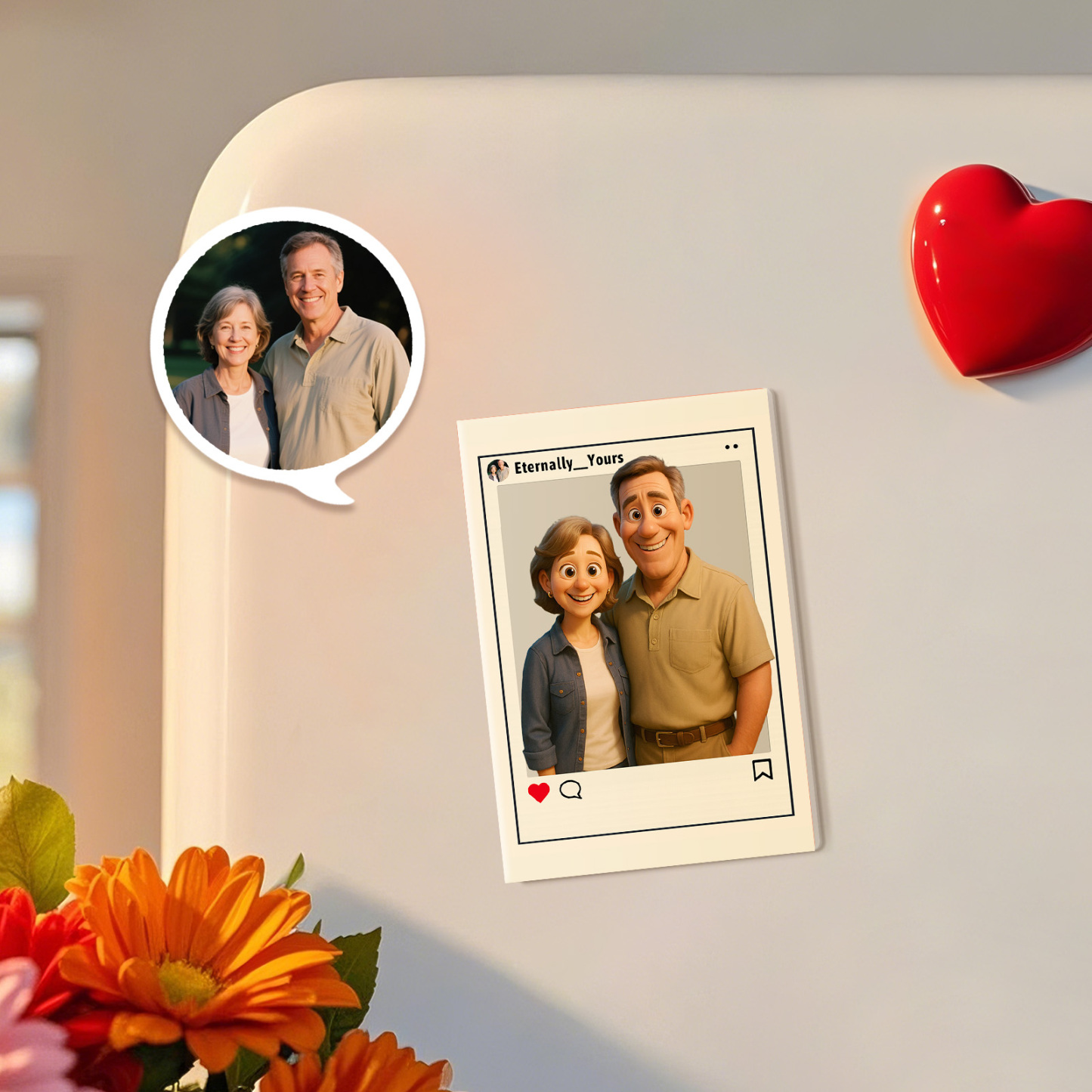 Custom Cartoon Style Art Gift Personalized Acrylic Fridge Magnets Couple's Gifts Wedding Gifts - CustomPhotoKeychainAU