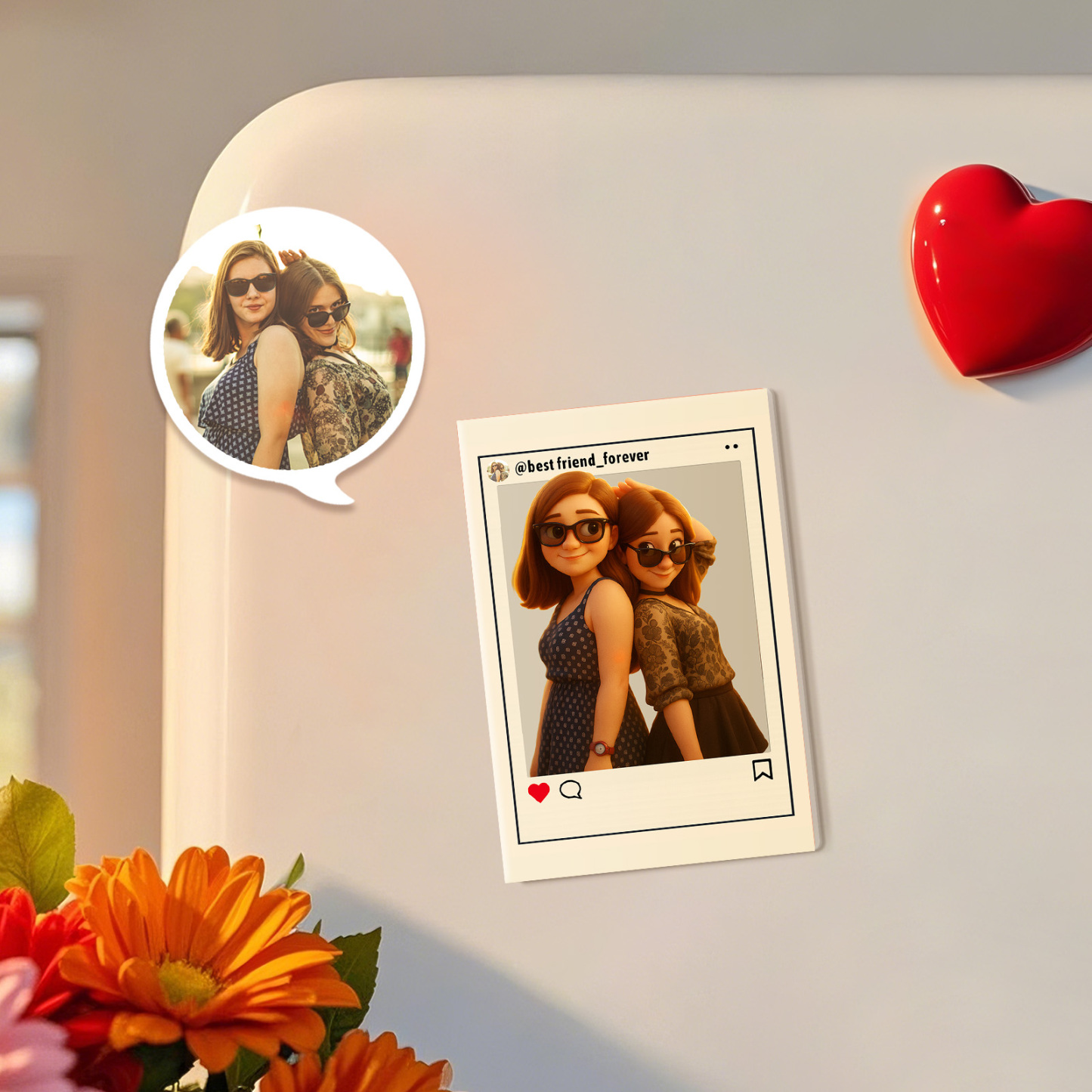 Custom Cartoon Style Art Gift Personalized Acrylic Fridge Magnets Couple's Gifts Wedding Gifts - CustomPhotoKeychainAU