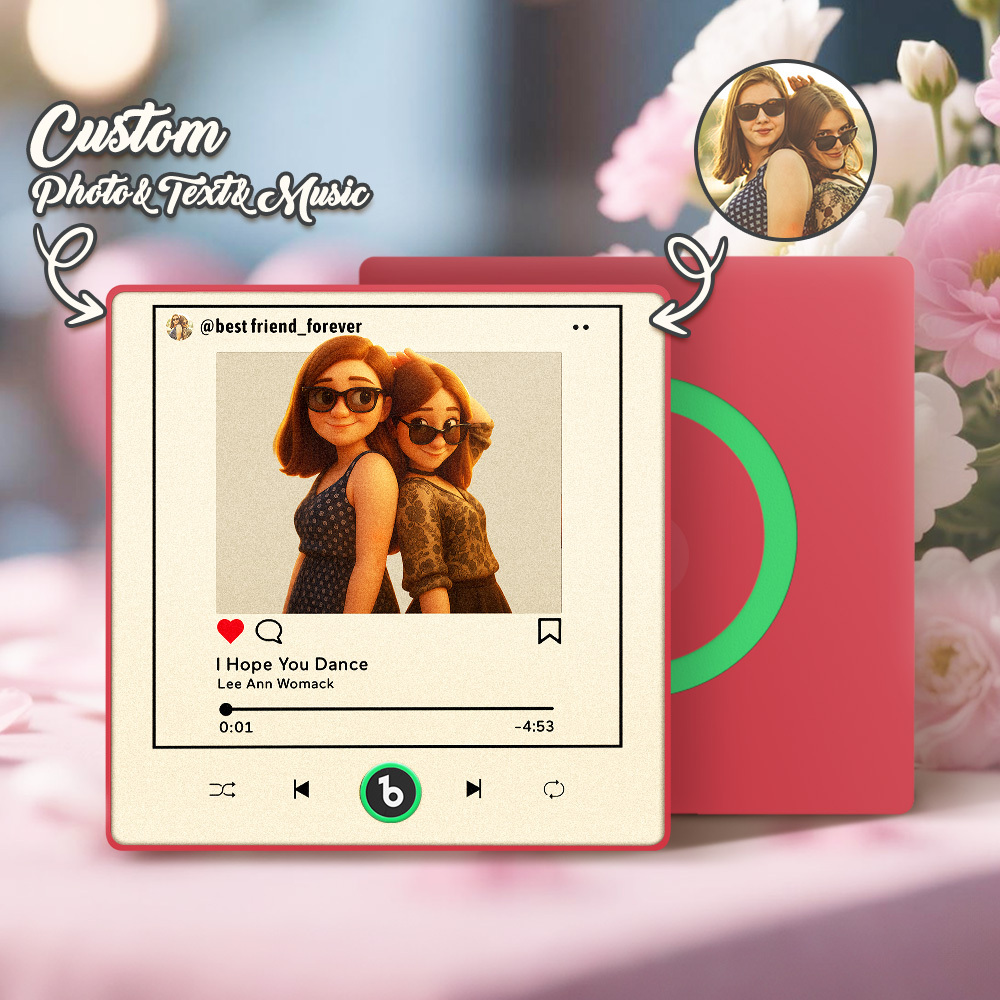 Personalized Cartoon Instagram Style Photo Album Fridge Magnet Music Wall Photo Sticker Music Movement That Can Be Played Without Cell Phone Music Fridge Magnet Pro Can Play Songs Best Gift for Lover - CustomPhotoKeychainAU