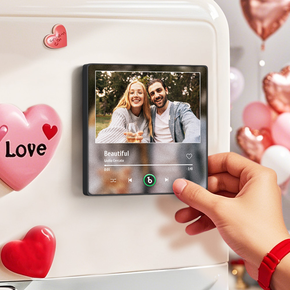 Custom Music Fridge Magnet Personalized Song Magnet Birthday Gift for Him - CustomPhotoKeychainAU