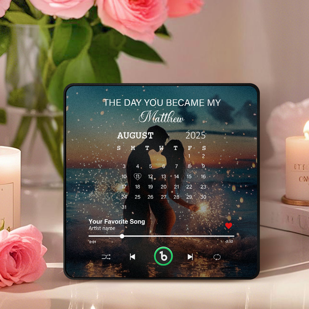 Personalized Music Fridge Magnet With Calendar Photo The Day You Became My XX Refrigerator Magnet Can Play Songs Anniversary Gifts - CustomPhotoKeychainAU