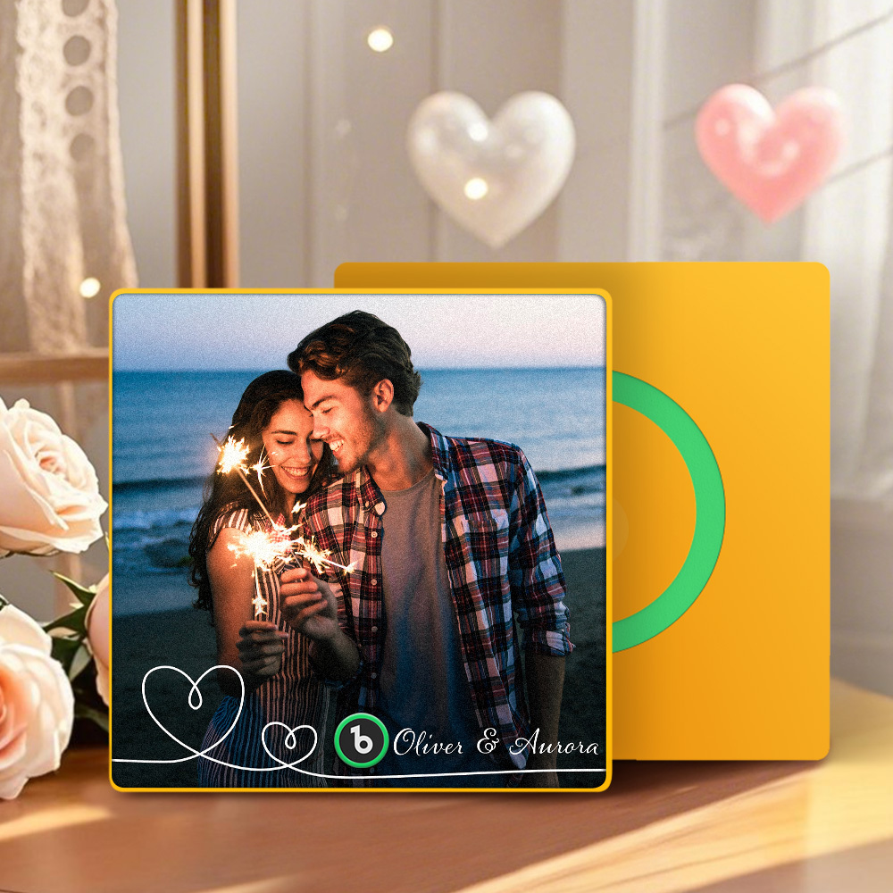 Custom Music Fridge Magnet Couple Photo Warm  Magnet Custom Music Fridge Magnet For Her - CustomPhotoKeychainAU