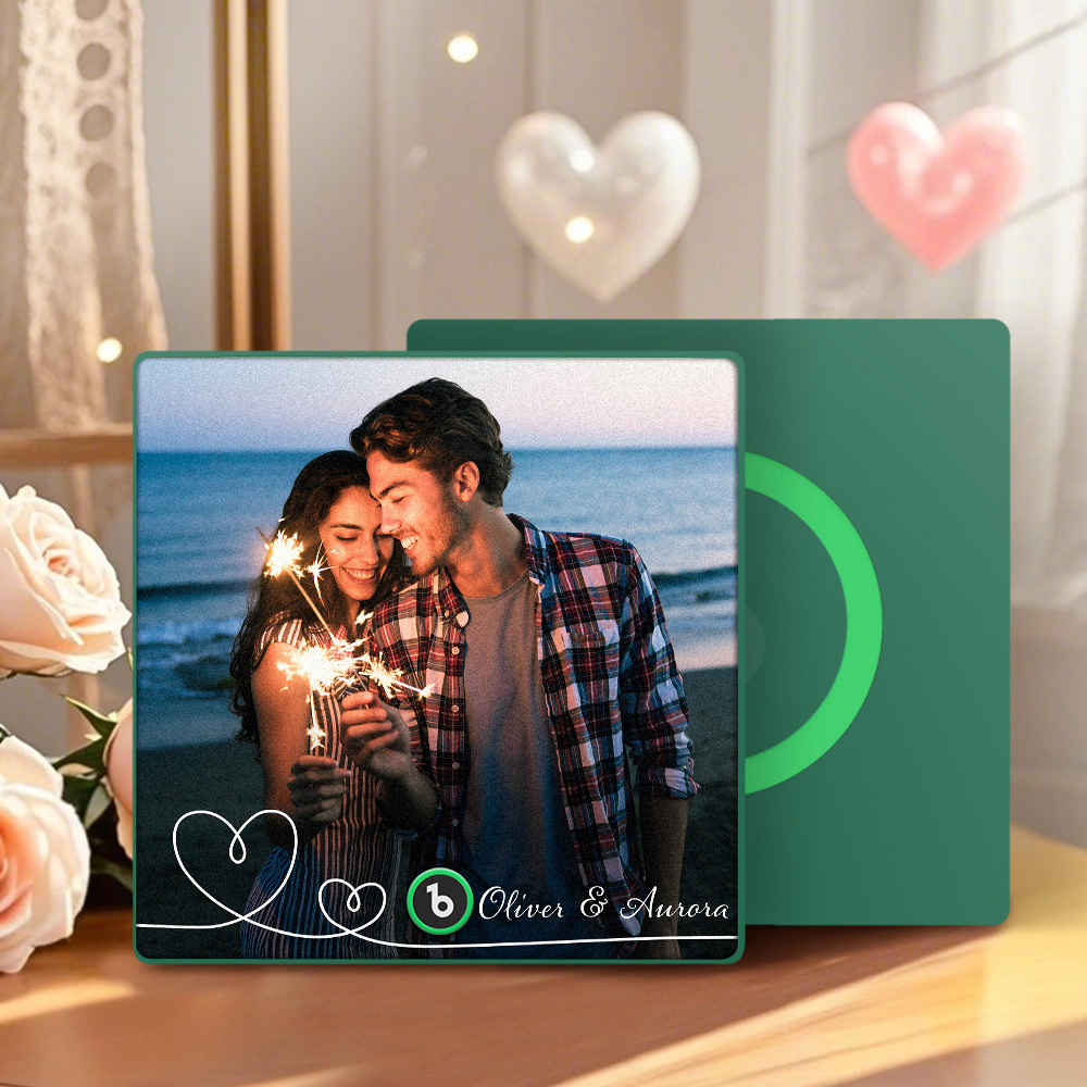 Custom Music Fridge Magnet Couple Photo Warm  Magnet Custom Music Fridge Magnet For Her - CustomPhotoKeychainAU