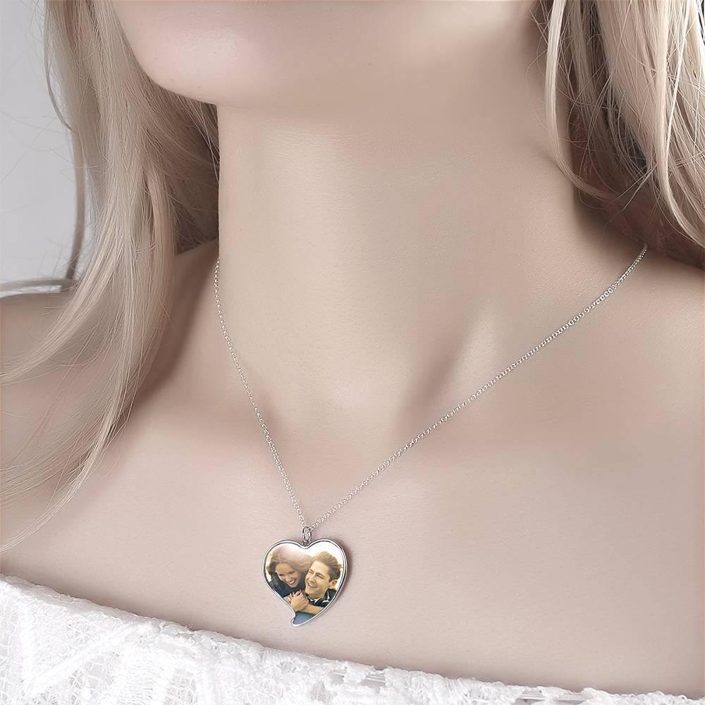 Custom Photo Necklace Silver Stainless Steel Engraved Heart For Love - myphotokeyringau