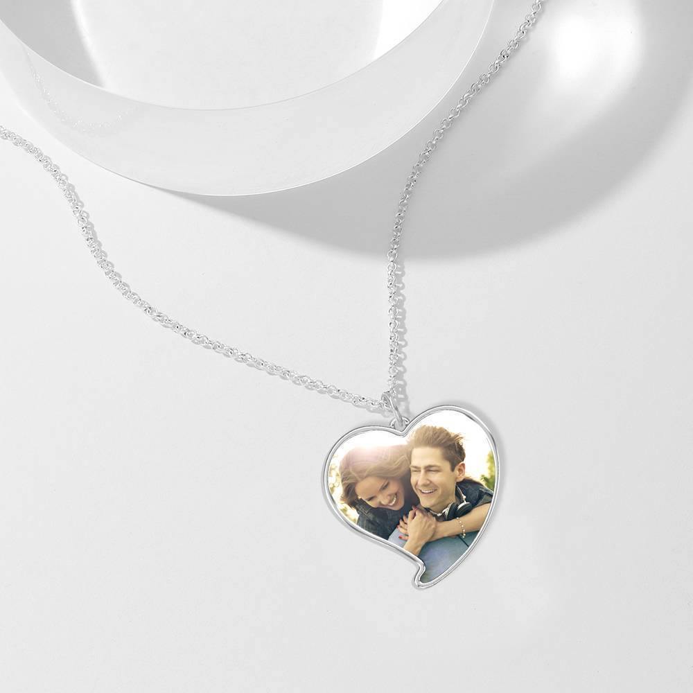 Custom Photo Necklace Silver Stainless Steel Engraved Heart For Love - myphotokeyringau