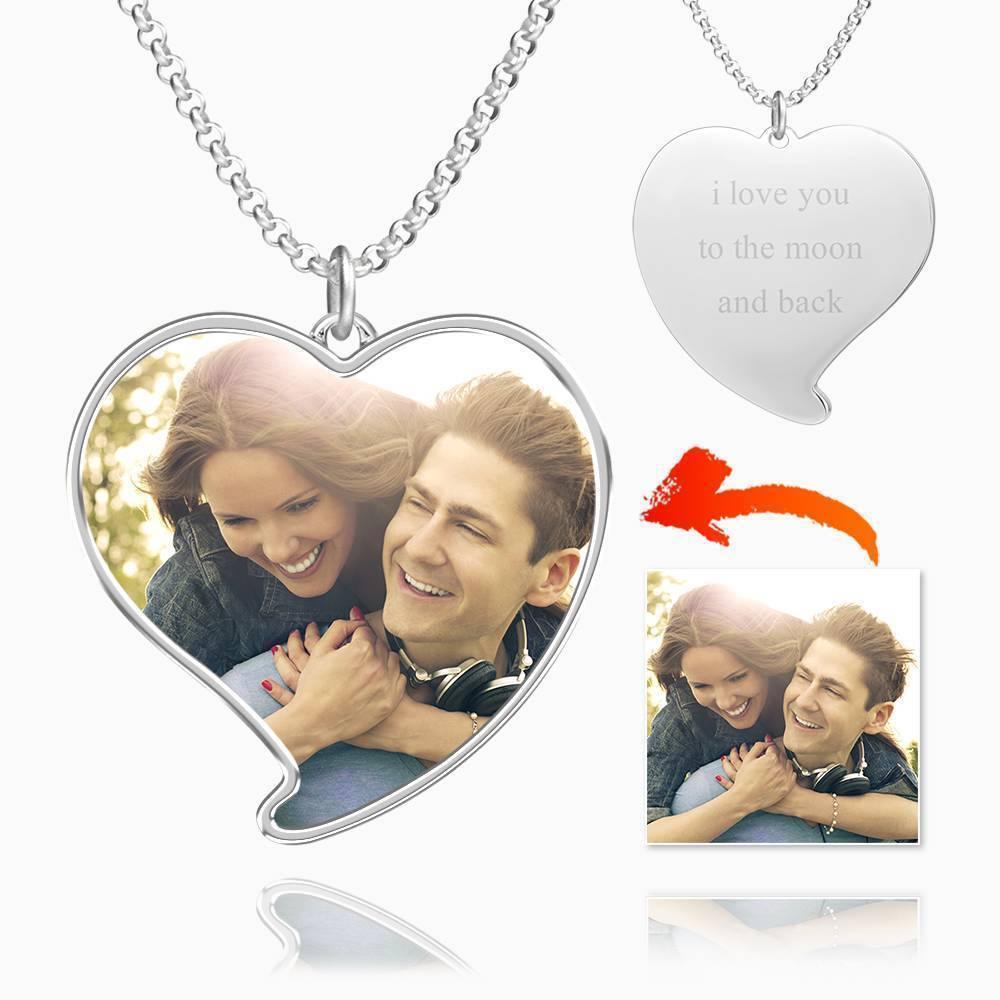 Custom Photo Necklace Silver Stainless Steel Engraved Heart For Love - myphotokeyringau