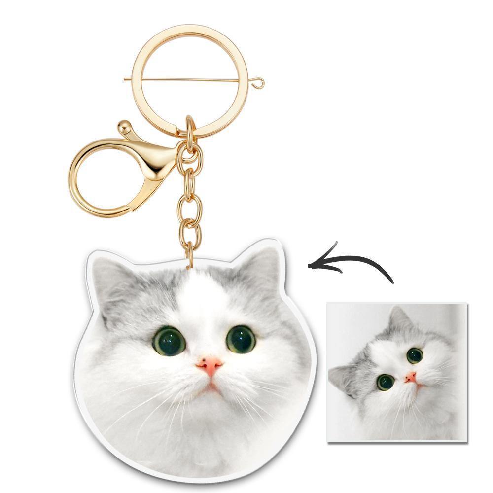 Custom Pet Cat Photo Keychain Acrylic Personalized Picture keyring Christmas Gift - myphotokeyringau