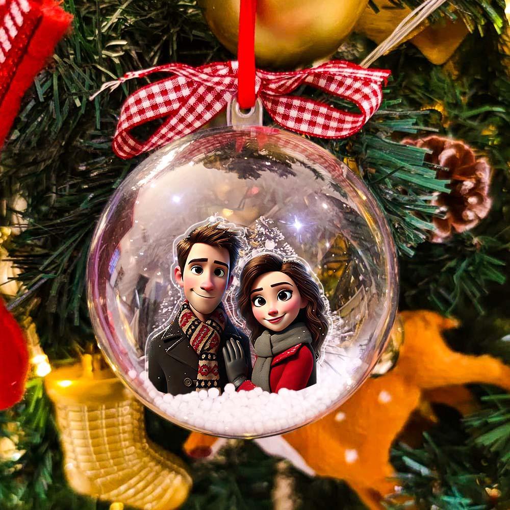 Personalized Cartoon Style Photo Christmas Ball Decoration - CustomPhotoKeychainAU