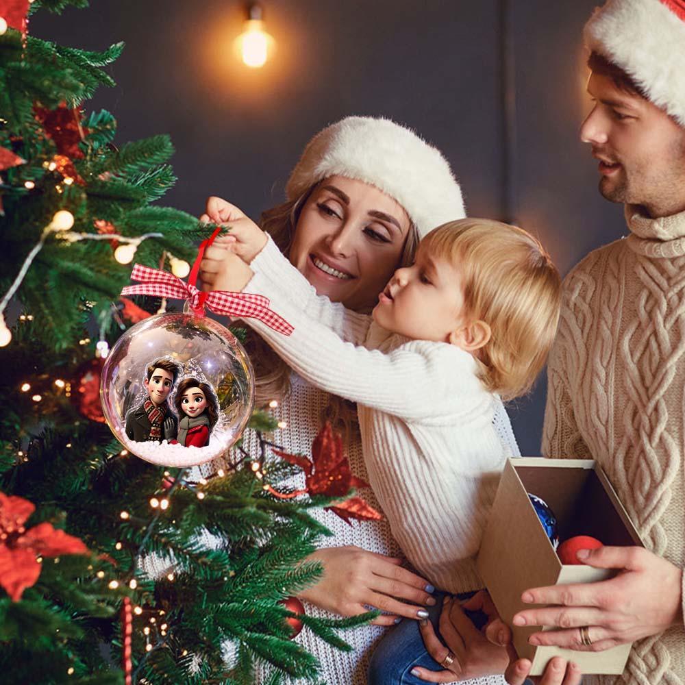 Personalized Cartoon Style Photo Christmas Ball Decoration - CustomPhotoKeychainAU