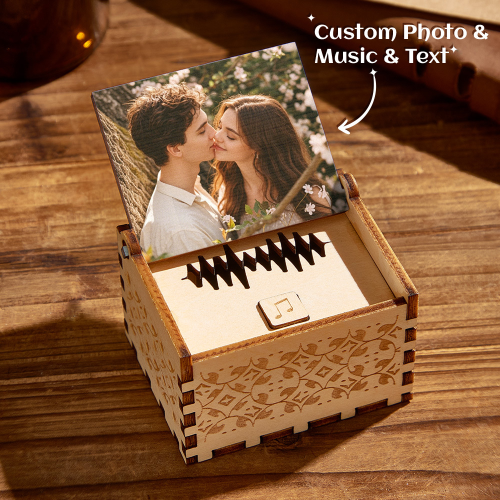 Personalized Music Box Custom Tune Voice Message Engraving Unique Gift for Anniversary Special Moments - CustomPhotoKeychainAU