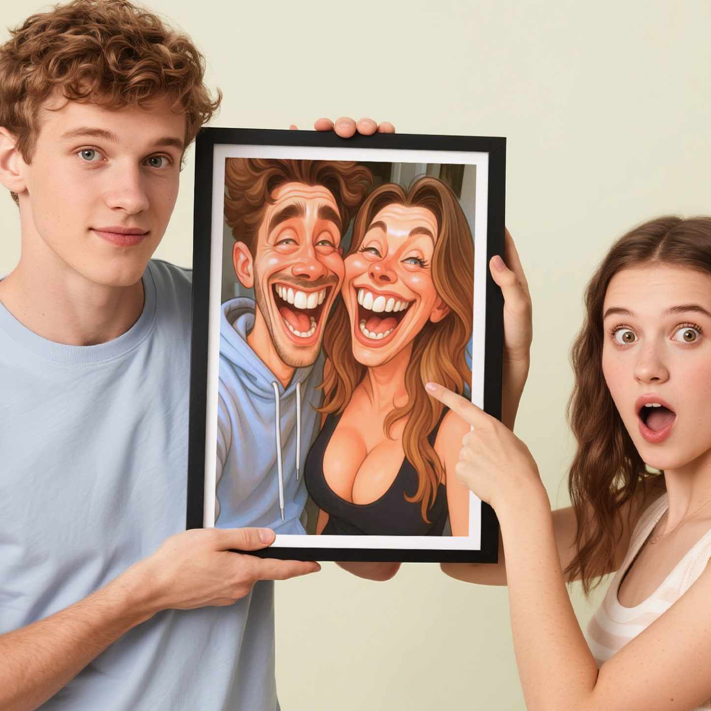 Custom Funny Caricature Portrait Frame Transform Your Photo into Hilarious Art Gift - CustomPhotoKeychainAU