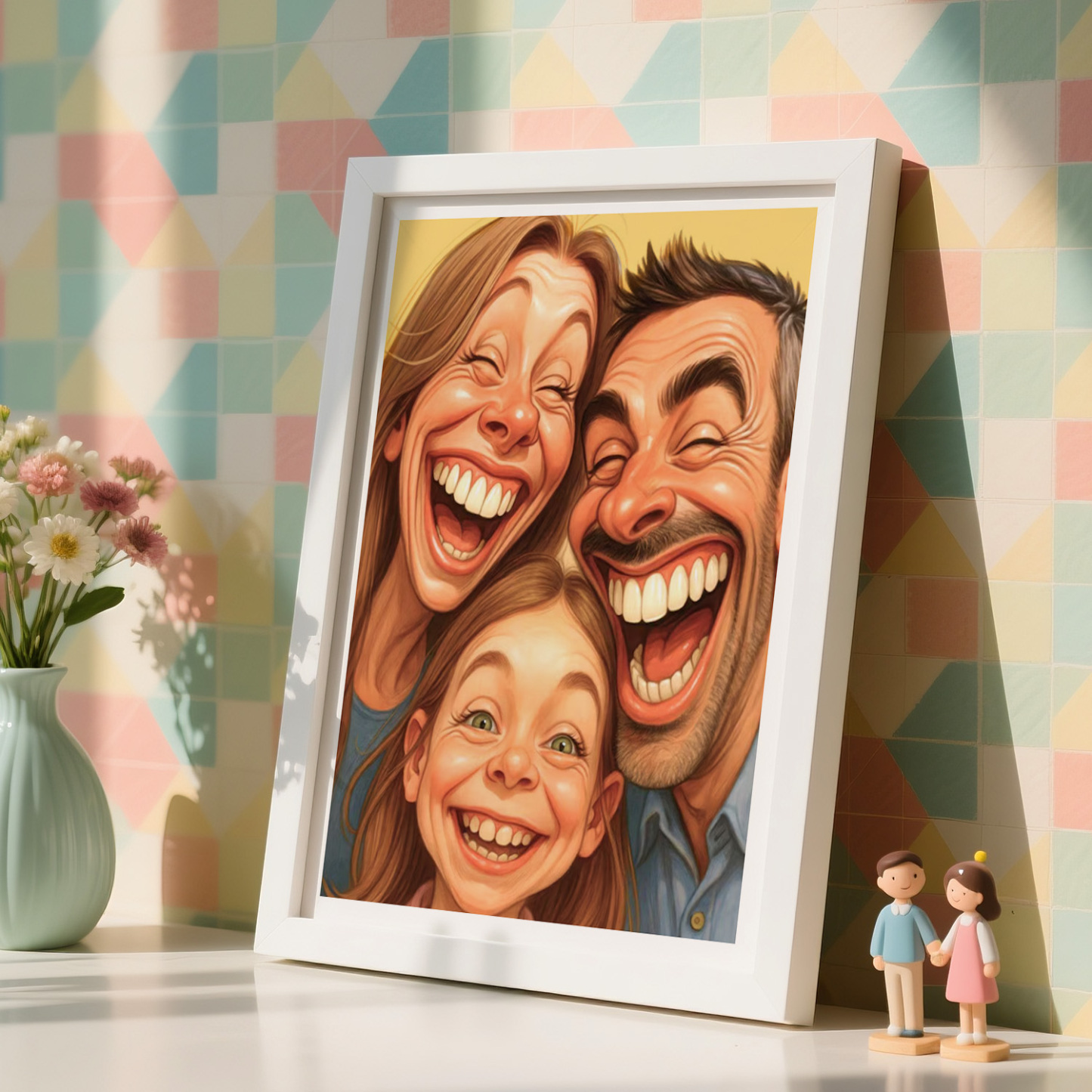 Custom Funny Caricature Portrait Frame Transform Your Photo into Hilarious Art Gift - CustomPhotoKeychainAU
