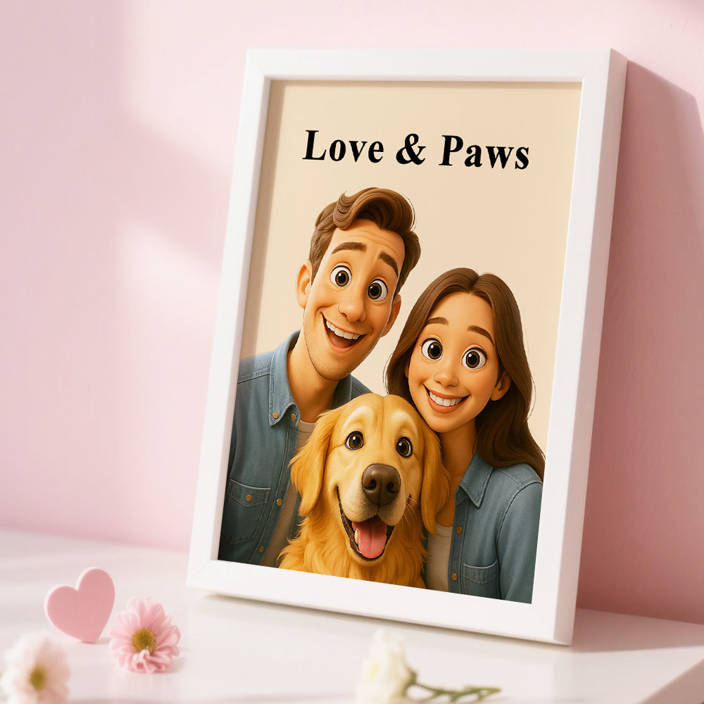 Personalized Cartoon Portrait Frame Gift For Her Anniversary Gift Personalized Gift For Couples - CustomPhotoKeychainAU