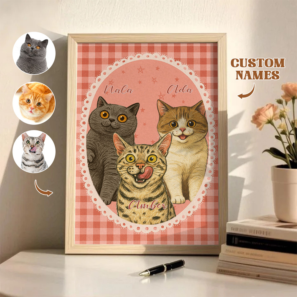 Custom Pet Photo Cartoon Wooden Frame Decorations Romantic Decor Plaque Gifts - CustomPhotoKeychainAU
