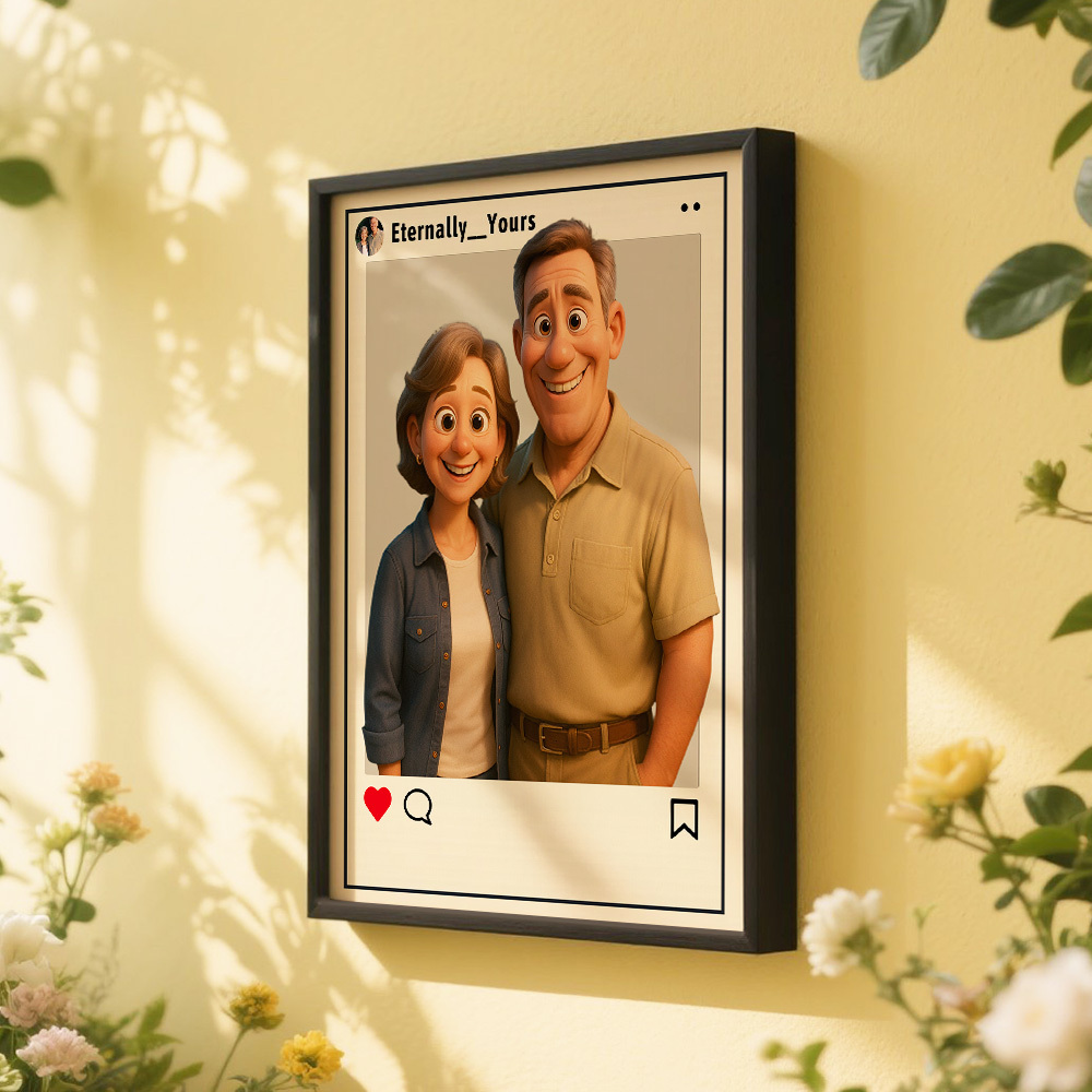 Personalized Cartoon Portrait Photo Frame Instagram Style Photo Frame Best Wedding Anniversary Birthday Gift - CustomPhotoKeychainAU