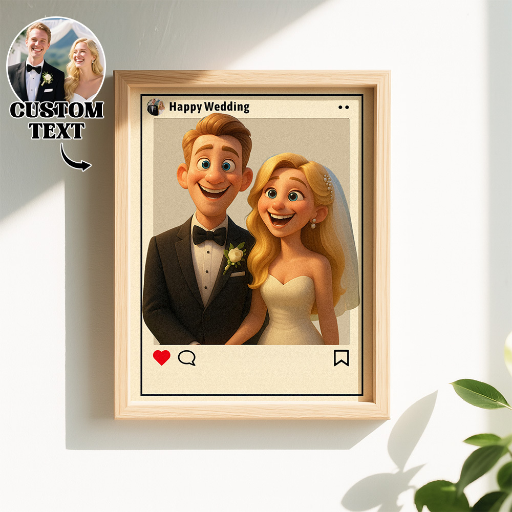 Personalized Cartoon Portrait Photo Frame Instagram Style Photo Frame Best Wedding Anniversary Birthday Gift - CustomPhotoKeychainAU