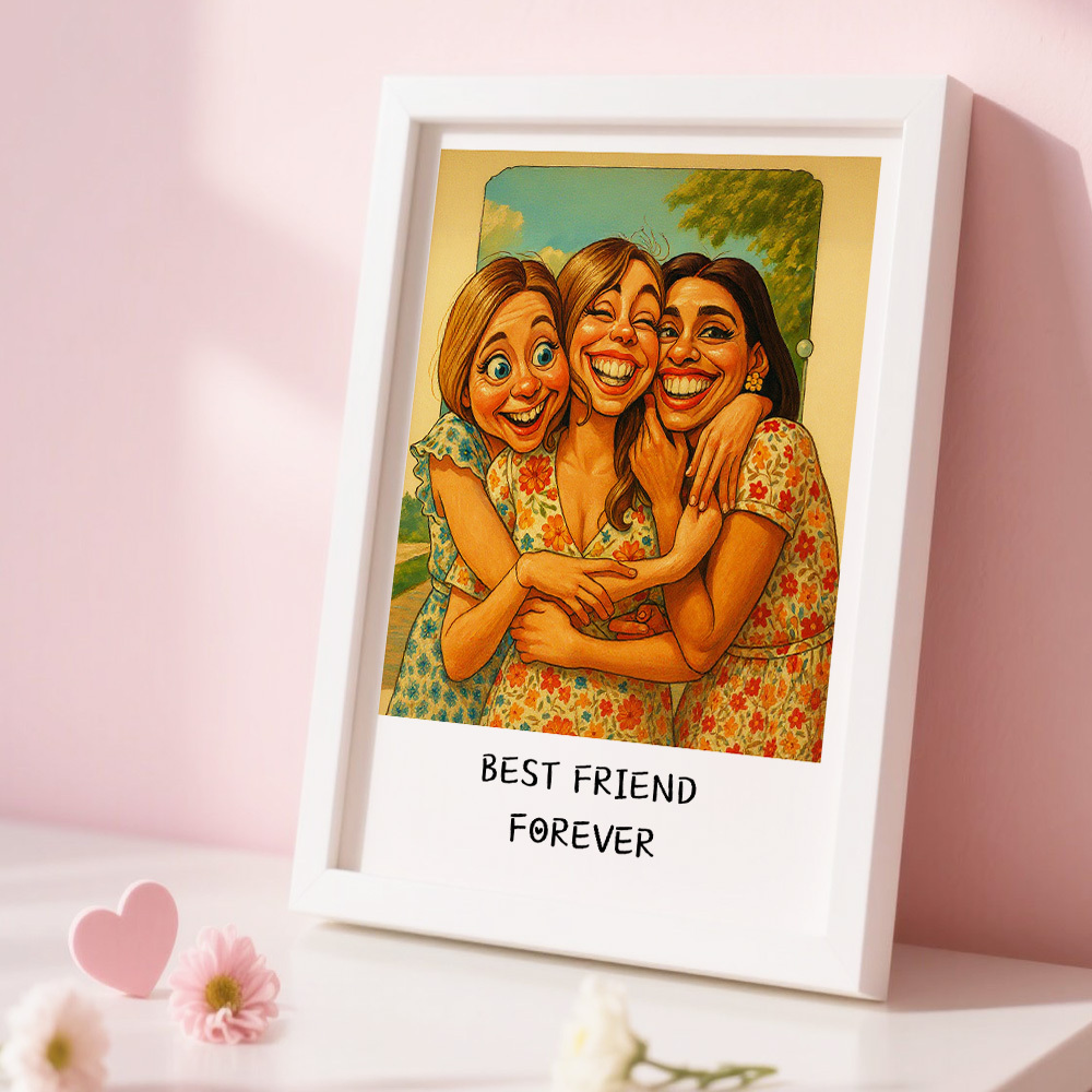 Custom Funny Caricature Portrait Frame Transform Your Photo into Hilarious Art Gift - CustomPhotoKeychainAU