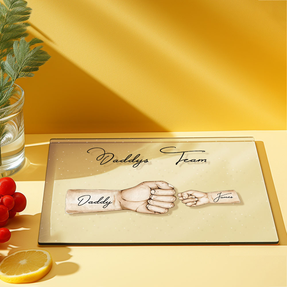 Custom Plaque Personalized Daddy's Team Fist Bump Father's Day Gift - MyPhotoBoxerUk