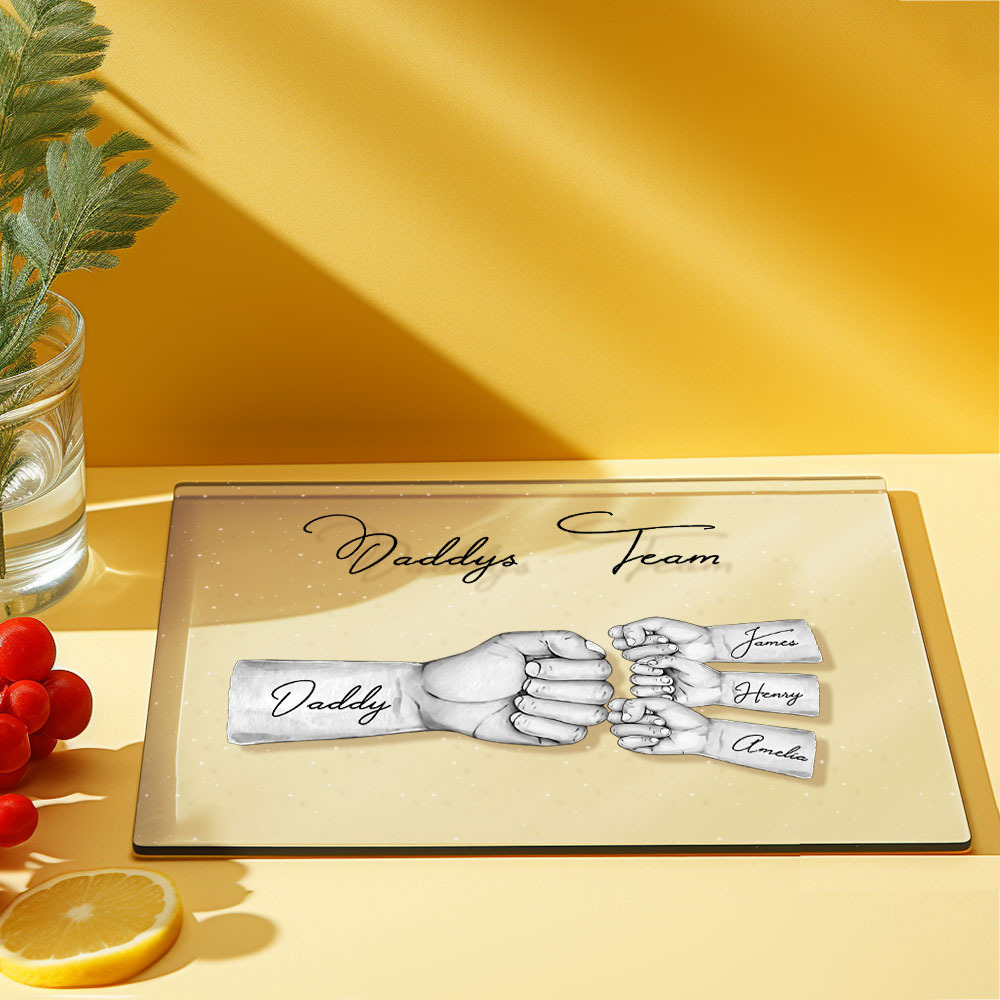 Custom Plaque Personalized Daddy's Team Fist Bump Father's Day Gift - MyPhotoBoxerUk