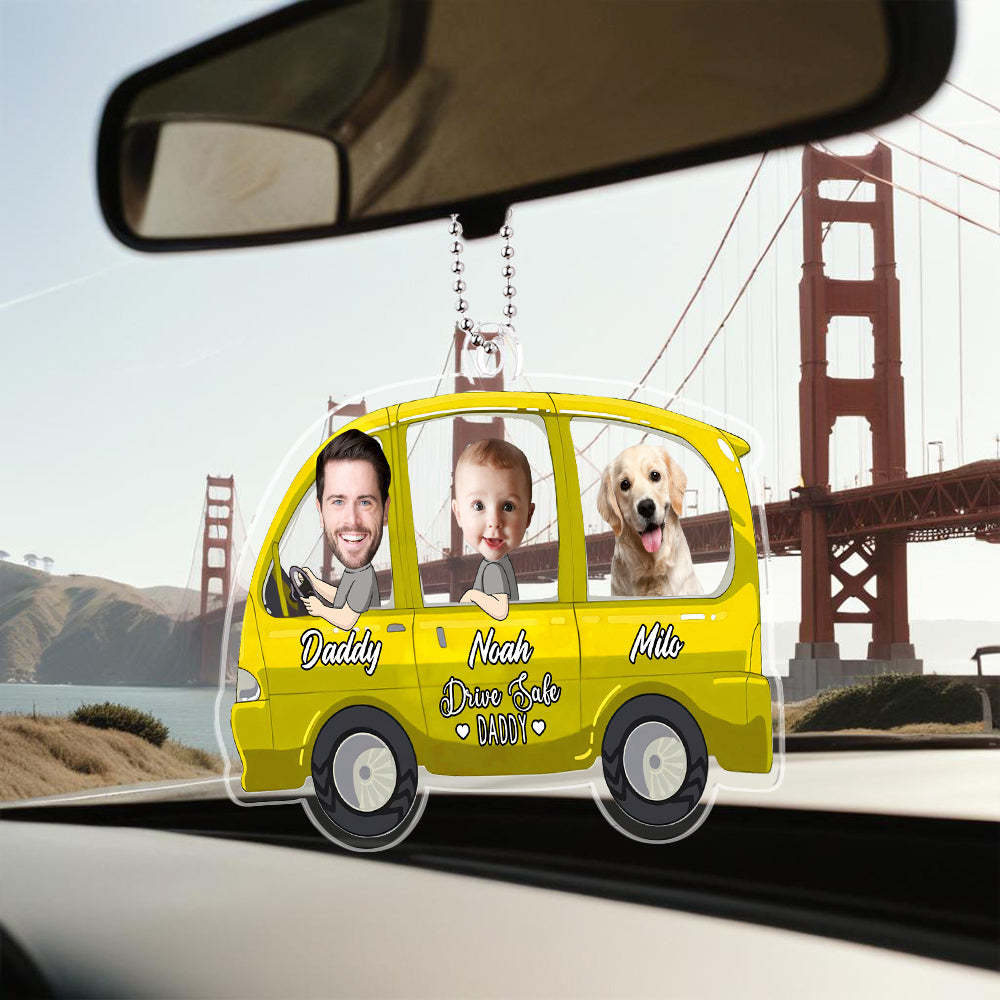 Funny Custom Photo Drive Safe Daddy Ornament For Car, Personalized Birthday Gift Idea for Daddy, Customized Baby Picture Acrylic Hanger - MyPhotoBoxerUk