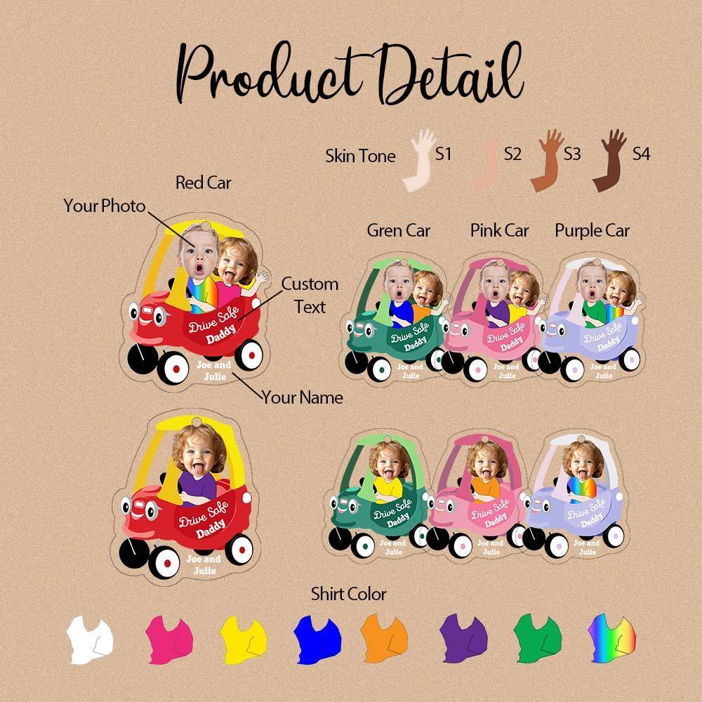 Kid Face Toy Car Drive Safe Daddy Baby Photo Face Father's Day Gift New Dad Gift 1st Fathers Day Gift For Him Two Photos - MyPhotoBoxerUk
