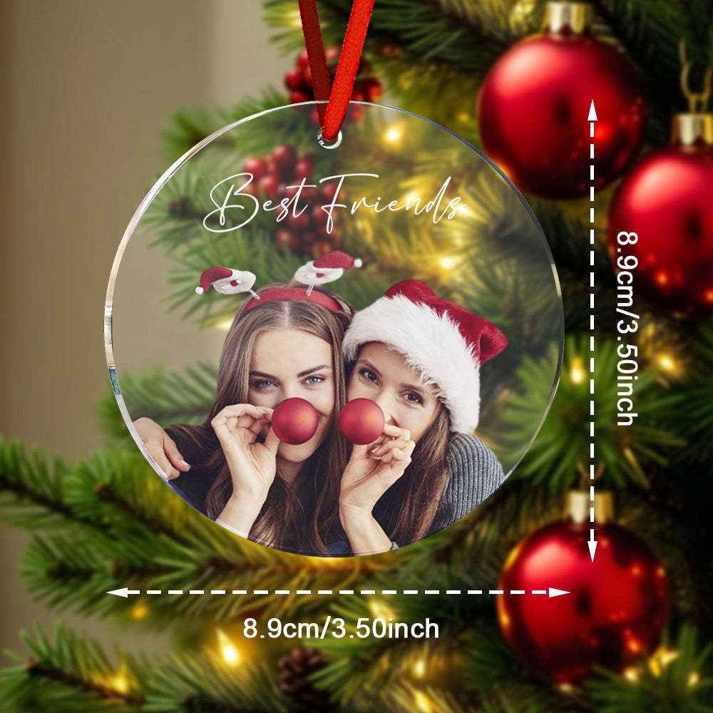Personalized Photo Christmas Ornament with Text Christmas Gifts for Friends or Family - CustomPhotoKeychainAU