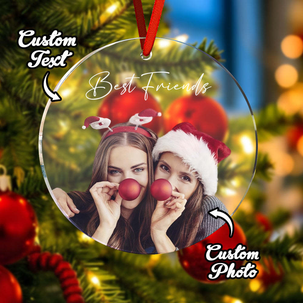 Personalized Photo Christmas Ornament with Text Christmas Gifts for Friends or Family - CustomPhotoKeychainAU