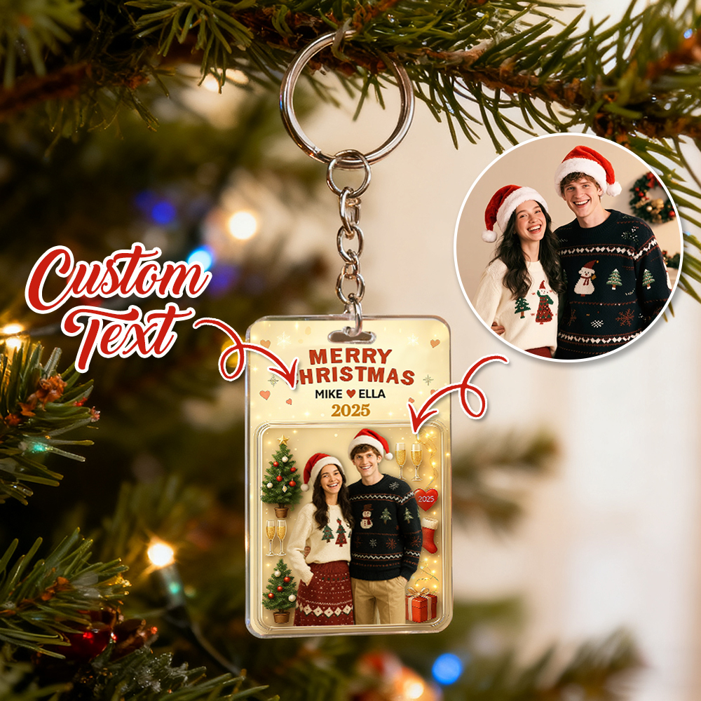 Personalized Christmas Cartoon Action Figure Keychain, A Heartwarming Holiday Keepsake, Best Christmas Gift for Husband, Wife, Family, Mum, Dad - CustomPhotoKeychainAU