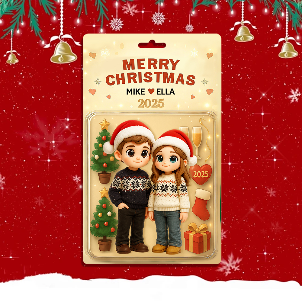 Personalized Christmas Cartoon Action Figure Keychain, A Heartwarming Holiday Keepsake, Best Christmas Gift for Husband, Wife, Family, Mum, Dad - CustomPhotoKeychainAU