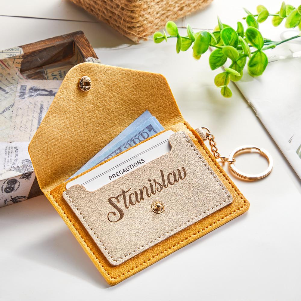 Custom Engraved Keychain Wallet Leather Card Holder Creative Gifts - customphotokeychain