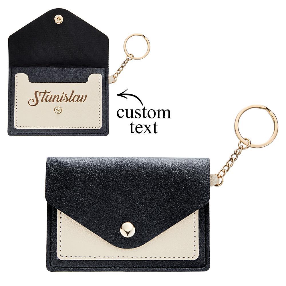 Custom Engraved Keychain Wallet Leather Card Holder Creative Gifts - customphotokeychain